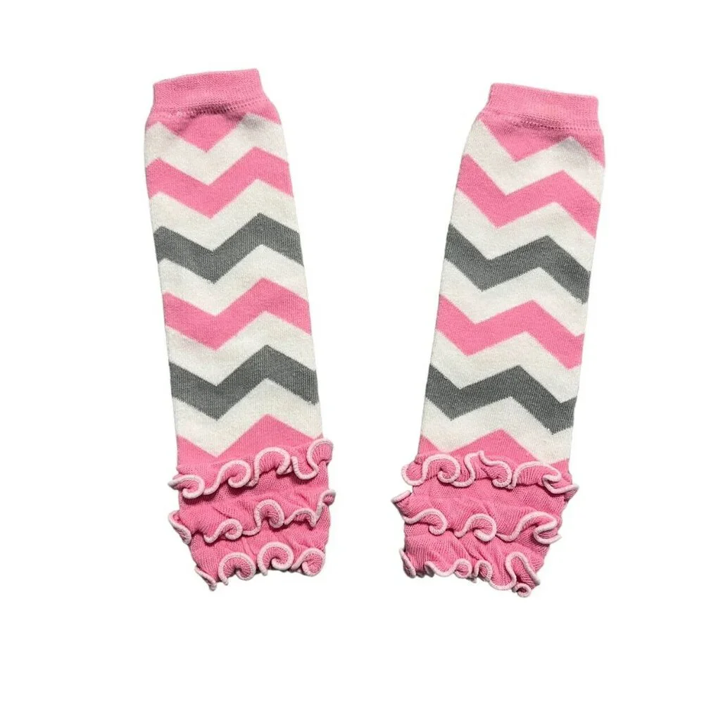 Pink & Grey Chevron One-Size Baby Leg Warmers